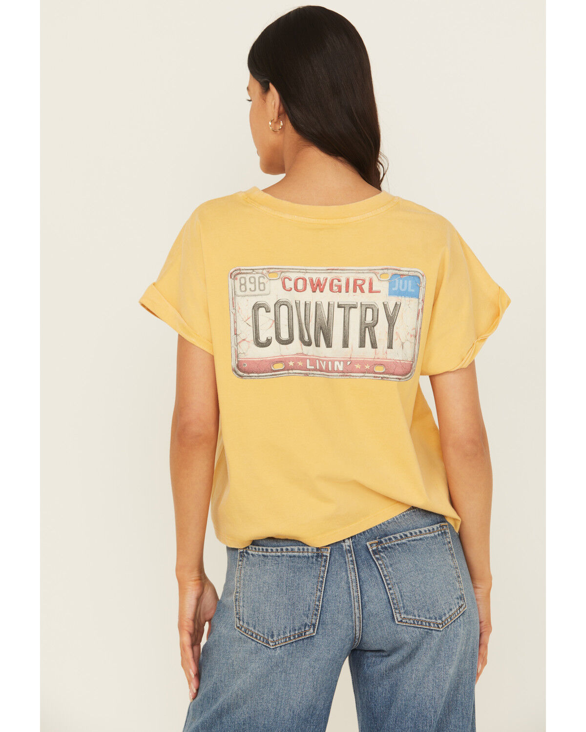 Image #1 - Cleo + Wolf Women's Elton Short Sleeve Graphic Tee, Yellow, hi-res