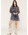 Image #1 - Lili Sidonio Women's Bandana Print Long Sleeve Button-Front Sheer Mini Dress, Navy, hi-res