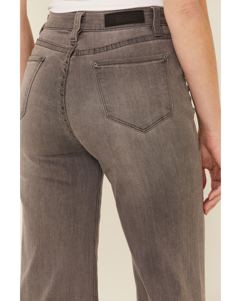 Rock & Roll Cowgirl Women's Grey Wide Hem Flare Jeans , Grey, hi-res