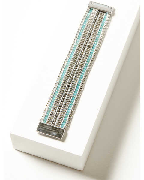 Image #2 - Shyanne Women's Magnetic Beaded Layer Bracelet , Silver, hi-res