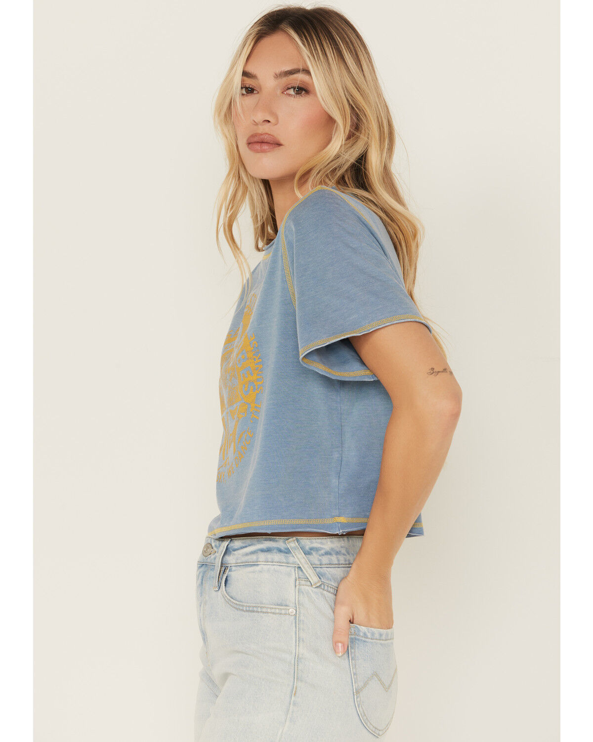 Image #2 - Cleo + Wolf Women's Desert Festival Short Sleeve Graphic Tee, Steel Blue, hi-res