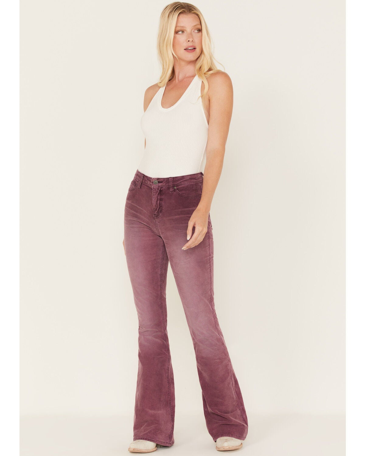 Idyllwind Women's Washed Down High Risin' Corduroy Flare Jeans, Purple, hi-res