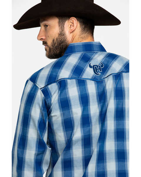 Cowboy Hardware Men's Royal Classic Plaid Long Sleeve Western Shirt , Royal Blue, hi-res