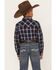 Image #4 - Cody James Boys' Plaid Print Long Sleeve Snap Western Shirt, Red, hi-res