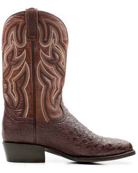 Dan Post Men's 12" Hand Ostrich Quill Exotic Western Boots - Medium Toe, Brown, hi-res