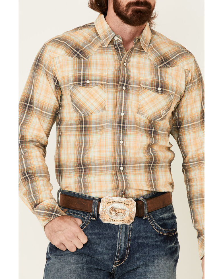 Ariat Men's Austin Retro Large Plaid Long Sleeve Western Shirt , Green, hi-res