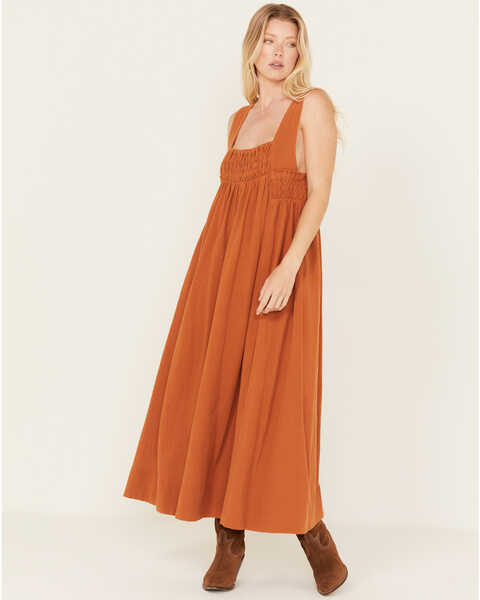 Free People Women's Delphine Midi Dress, Orange, hi-res