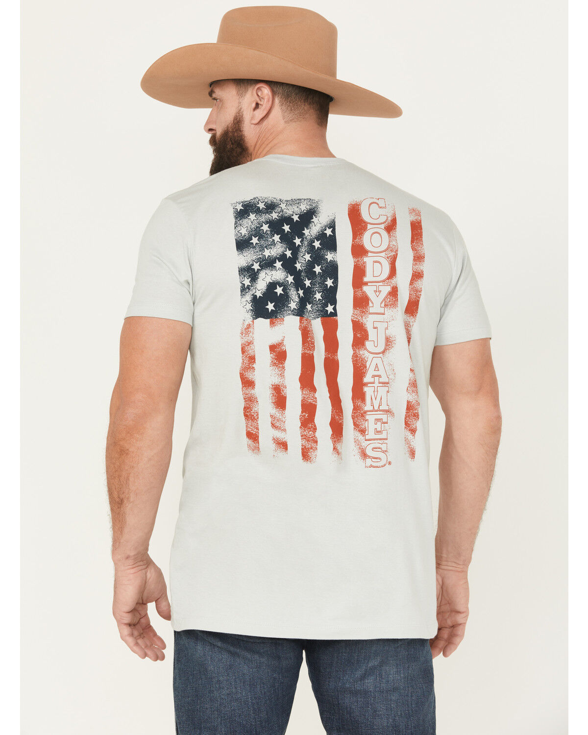 Image #1 - Cody James Men's Rugged Flag Short Sleeve Graphic T-Shirt, Silver, hi-res