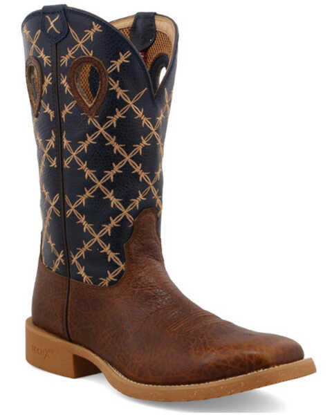 Twisted X Men's 12" Tech X Western Boot - Broad Square Toe, Brown, hi-res