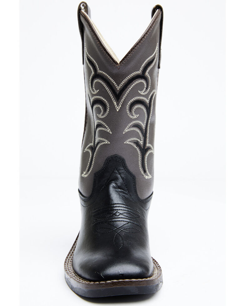 Old West Kids' Colorful Western Cowboy Boots - Square Toe, Black, hi-res