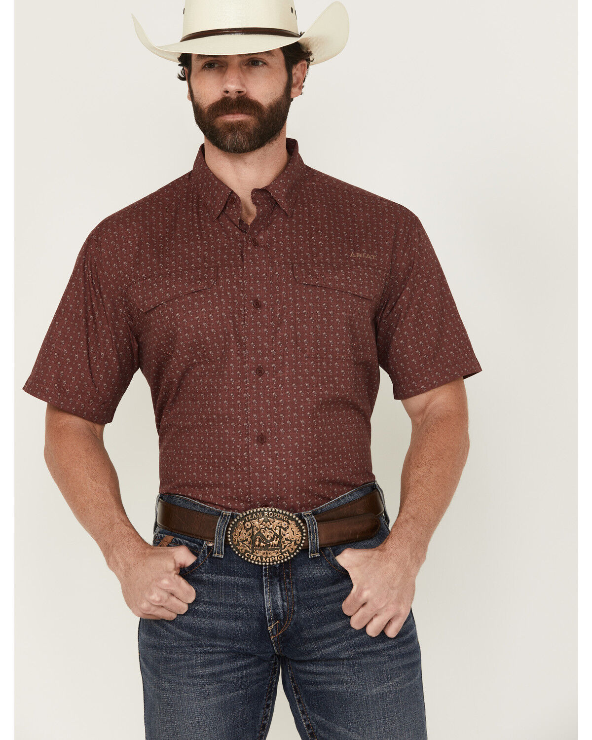Image #1 - Ariat Men's VentTEK Outbound Printed Short Sleeve Button-Down Performance Shirt - Tall, , hi-res