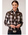 Karman Women's Brown Plaid Guitar Embroidered Long Sleeve Western Shirt, Brown, hi-res