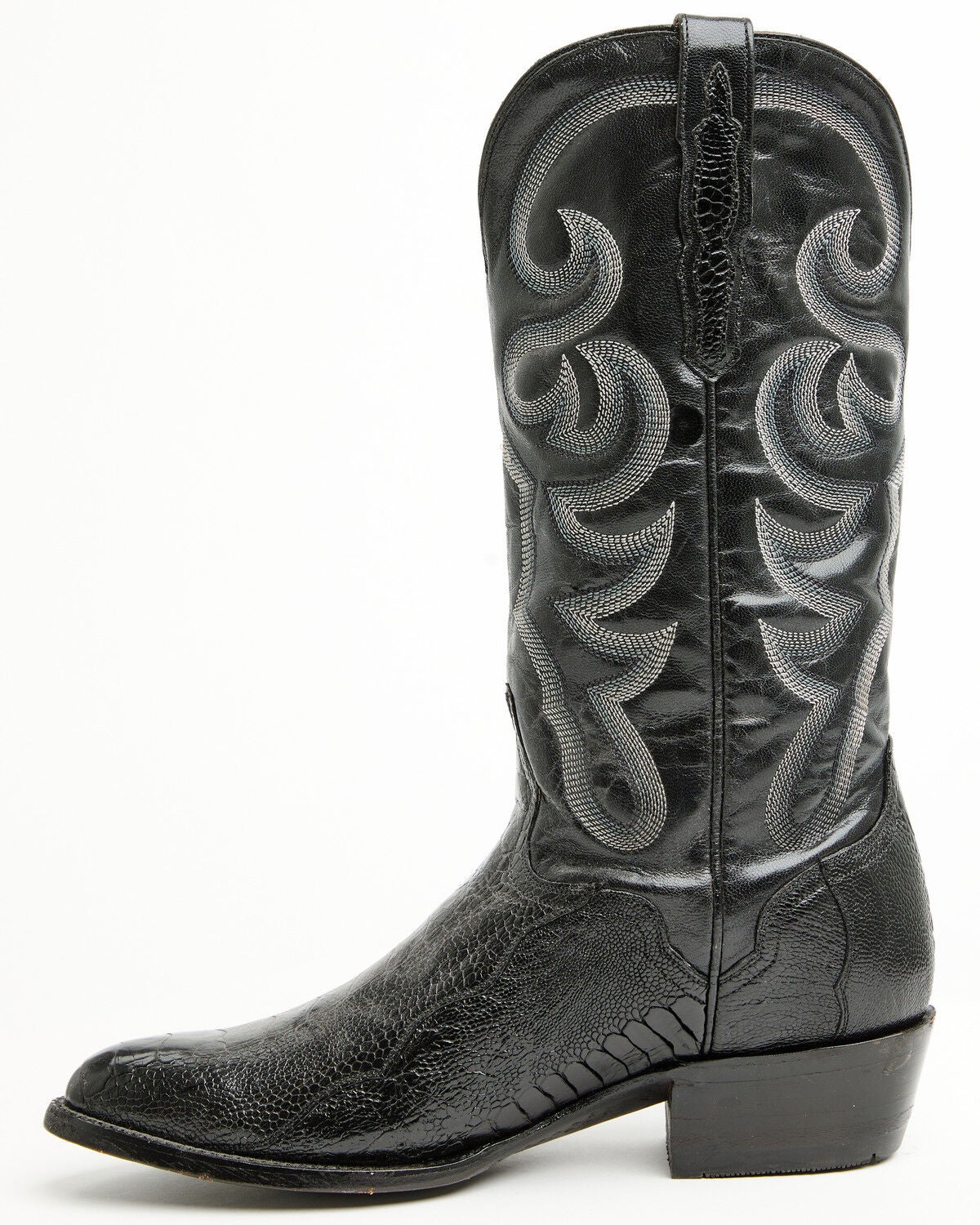 Image #3 - El Dorado Men's Handmade Ostrich Leg Western Boots - Round Toe, Black, hi-res