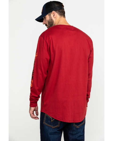 Hawx Men's FR Logo Long Sleeve Work T-Shirt - Tall , Red, hi-res