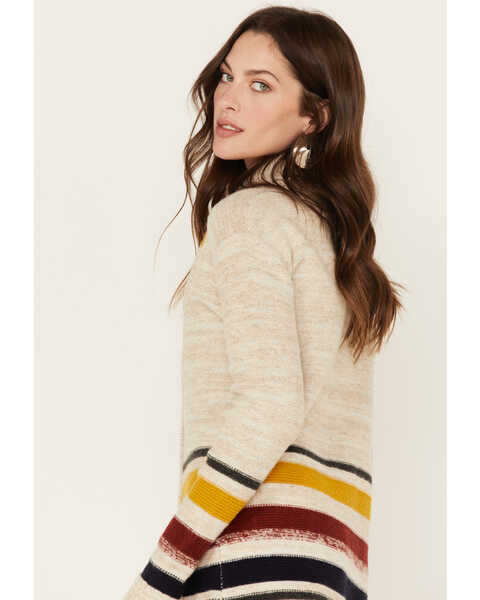 Image #2 - Pendleton Women's Striped Knit Cardigan Sweater, Ivory, hi-res