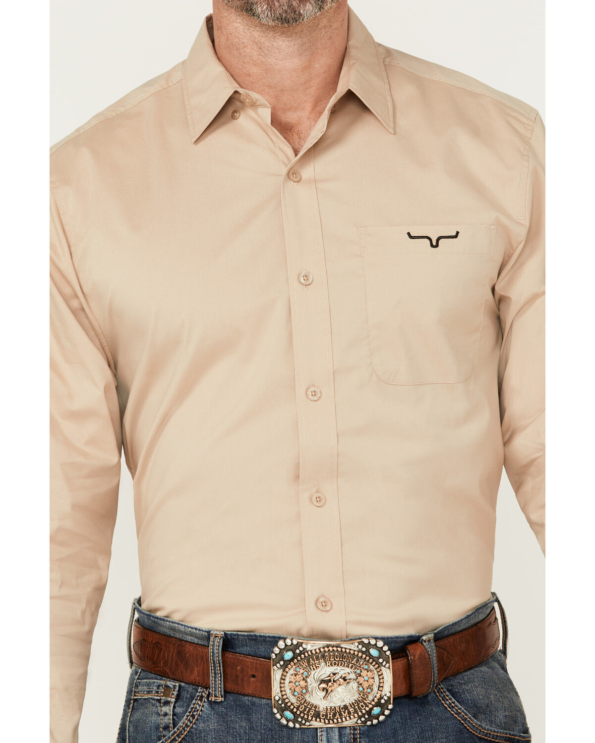 Image #3 - Kimes Ranch Men's Team Solid Long Sleeve Button-Down Performance Western Shirt, Beige, hi-res