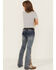 Image #3 - Grace In LA Girls' Light Wash Floral Embroidered Flare Stretch Denim Jeans, Blue, hi-res