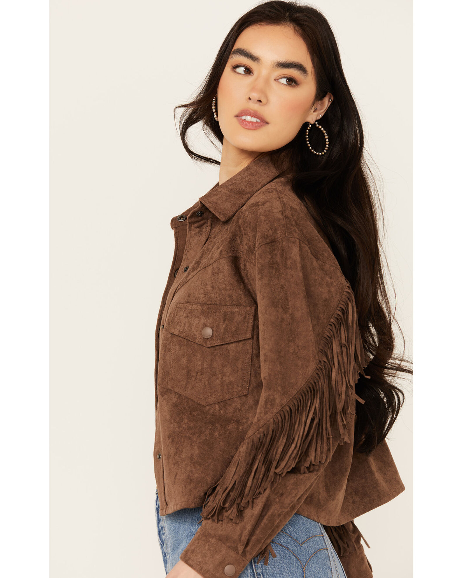 BLANKNYC Women s Faux Suede Fringe Jacket Country Outfitter