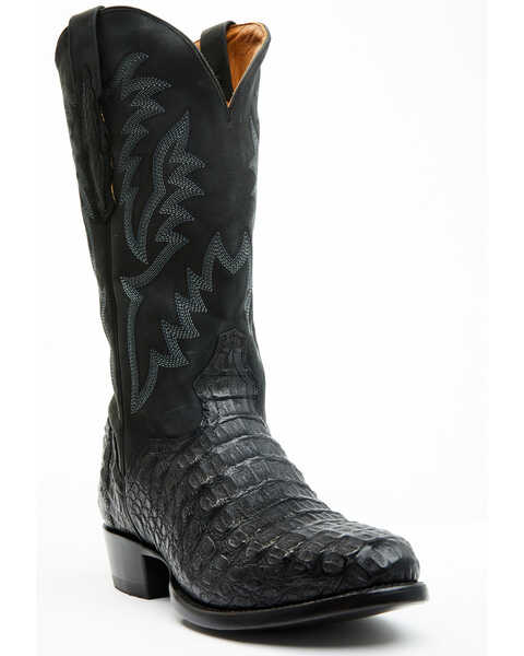El Dorado Men's Exotic Caiman Western Boots - Medium Toe , Black, hi-res