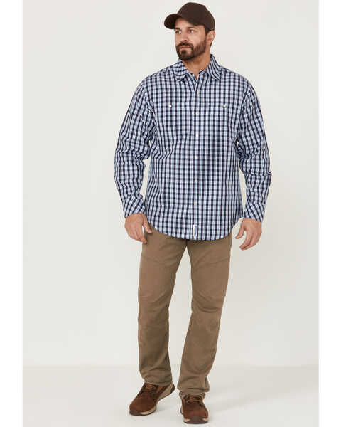 Image #2 - Resistol Men's Haven Small Plaid Print Long Sleeve Button Down Western Shirt , Navy, hi-res