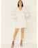 Very J Women's White Tiered Lace Trim Dress, White, hi-res