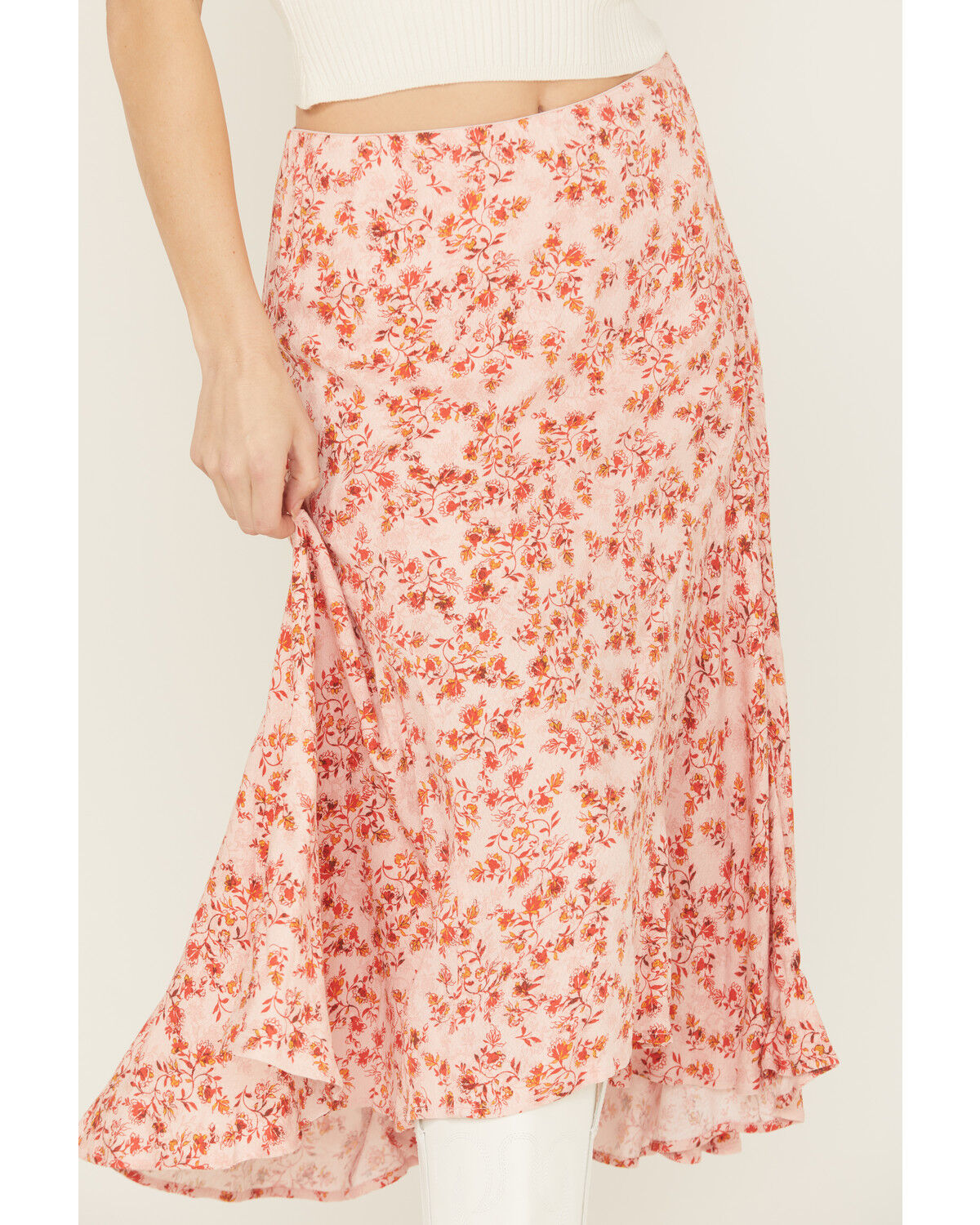 Image #2 - Shyanne Women's Floral Print High-Low Midi Skirt, Light Pink, hi-res