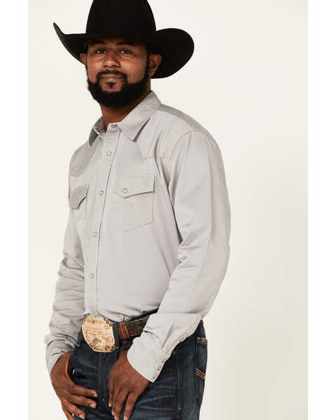 Image #3 - Blue Ranchwear Men's Twill Long Sleeve Snap Western Workshirt , Light Grey, hi-res