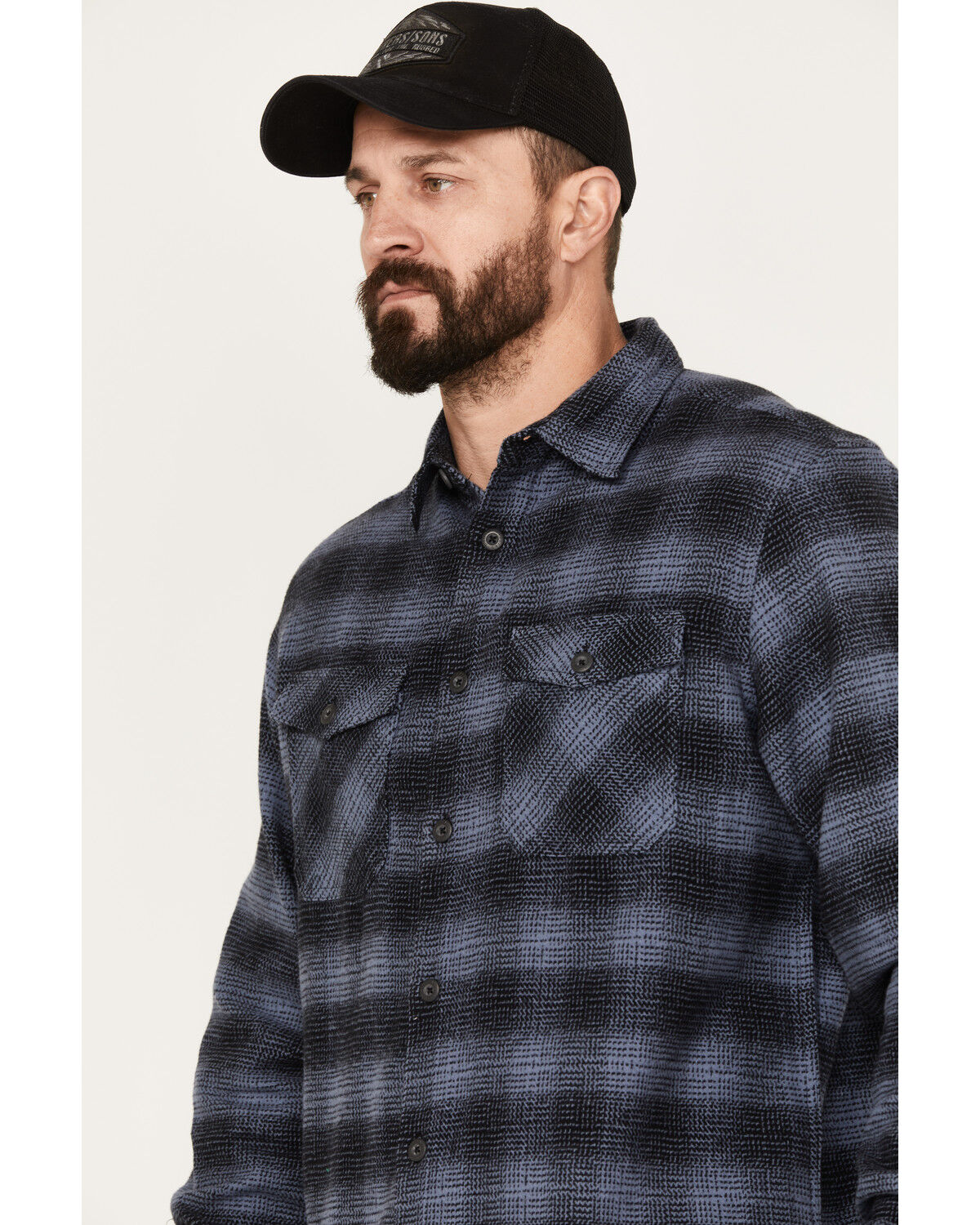 Image #2 - Dakota Grizzly Men's Briggs Plaid Button Down Heavy Western Flannel Shirt, Blue, hi-res
