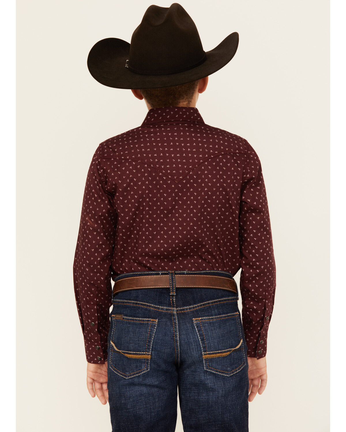 Image #4 - Cody James Boys' Williams Geo Print Long Sleeve Snap Western Shirt, Burgundy, hi-res