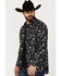 Image #2 - Rock & Roll Denim Men's Southwestern Print Stretch Long Sleeve Snap Shirt , Charcoal, hi-res