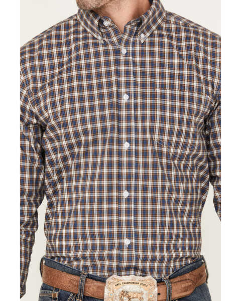 Cody James Men's Wes Plaid Print Long Sleeve Button Down Stretch Western Shirt - Big & Tall, Cream, hi-res