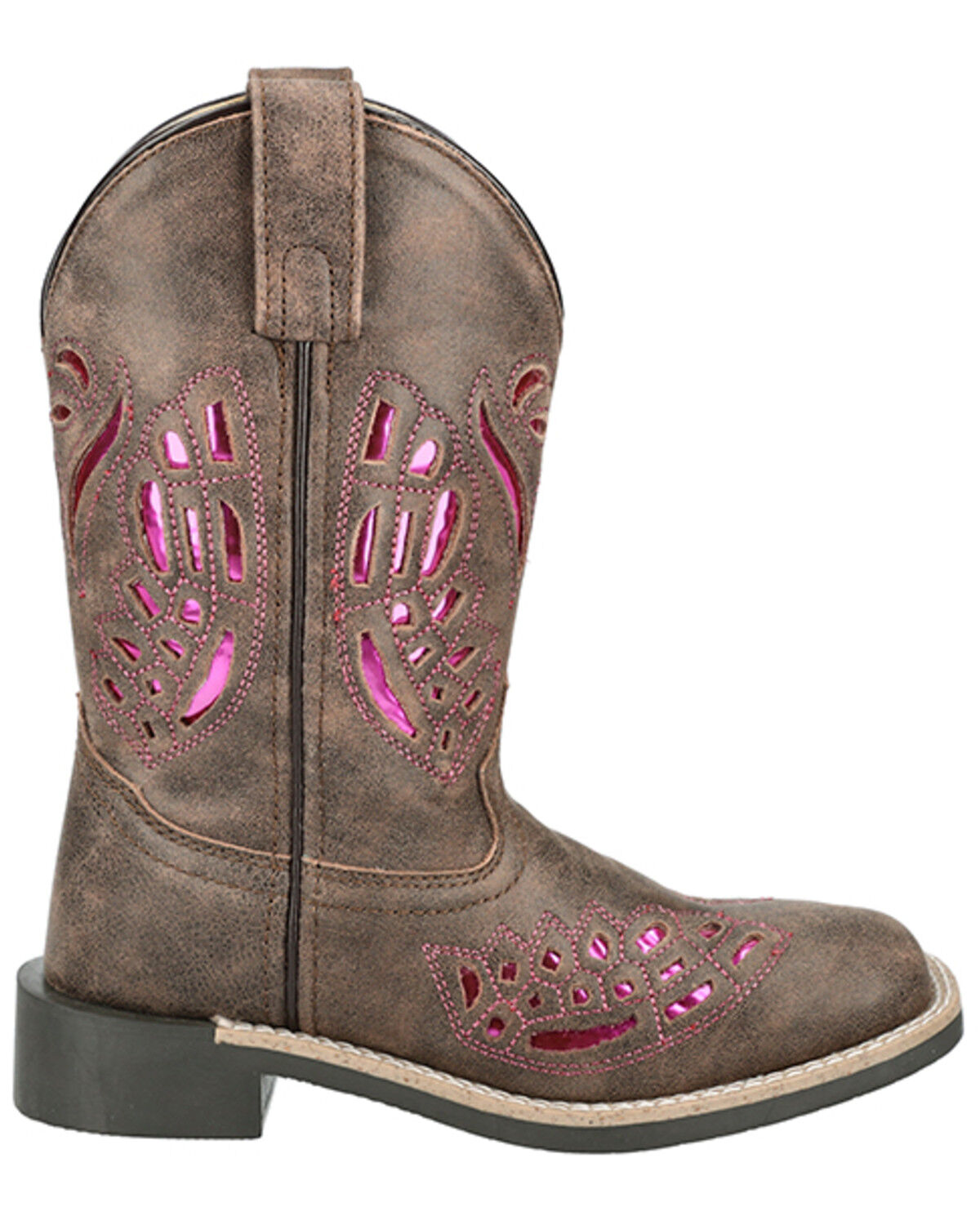 Image #2 - Smoky Mountain Little Girls' Trixie Western Boots - Broad Square Toe, Brown, hi-res