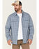 Image #1 - Brothers and Sons Men's Plaid Performance Long Sleeve Button-Down Western Shirt, Light Blue, hi-res