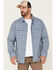 Image #1 - Brothers and Sons Men's Plaid Performance Long Sleeve Button-Down Western Shirt , Light Blue, hi-res