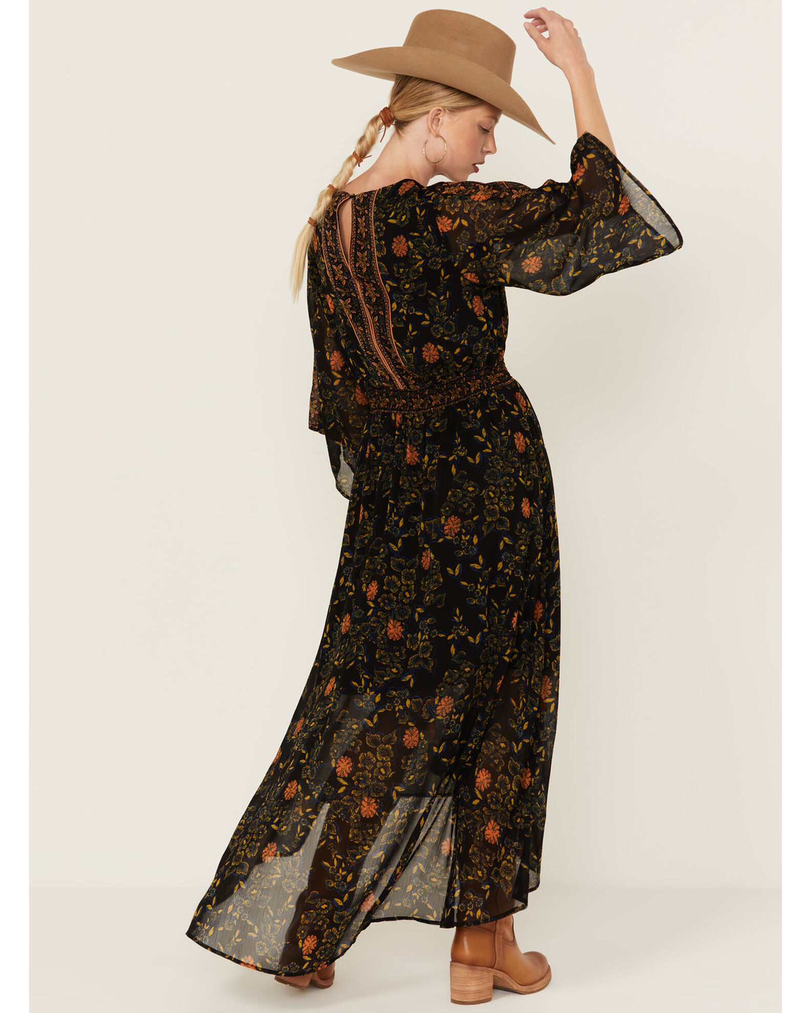 Border print maxi dress deals