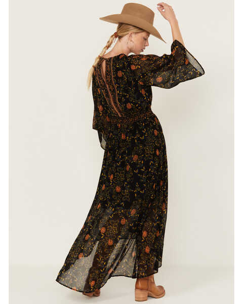Image #4 - Beyond The Radar Women's Border Print Maxi Dress, Black, hi-res