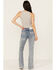 Image #1 - Grace in LA Women's Light Wash Mid Rise Geo Embroidered Pocket Bootcut Jeans, , hi-res