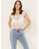 Image #1 - Rock & Roll Denim Women's Paisley Lace Sleeveless Tank, White, hi-res