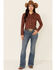 Image #1 - Shyanne Women's Striped Long Sleeve Pearl Snap Western Shirt , Chocolate, hi-res