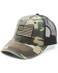 H3 Sportsgear Men's Black & Camo Americana Embroidered Mesh-Back Trucker Cap , Camouflage, hi-res