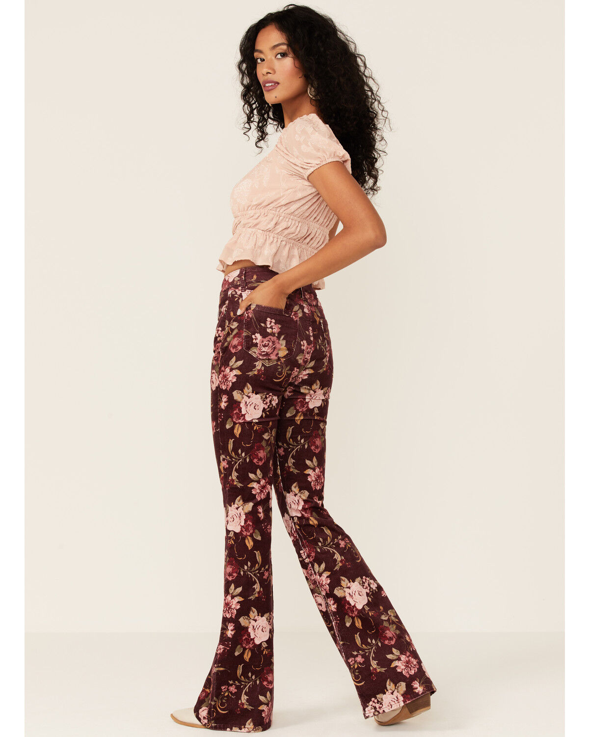 Image #4 - Driftwood Women's Floral Farrah Corduroy Flare Leg Jeans, , hi-res