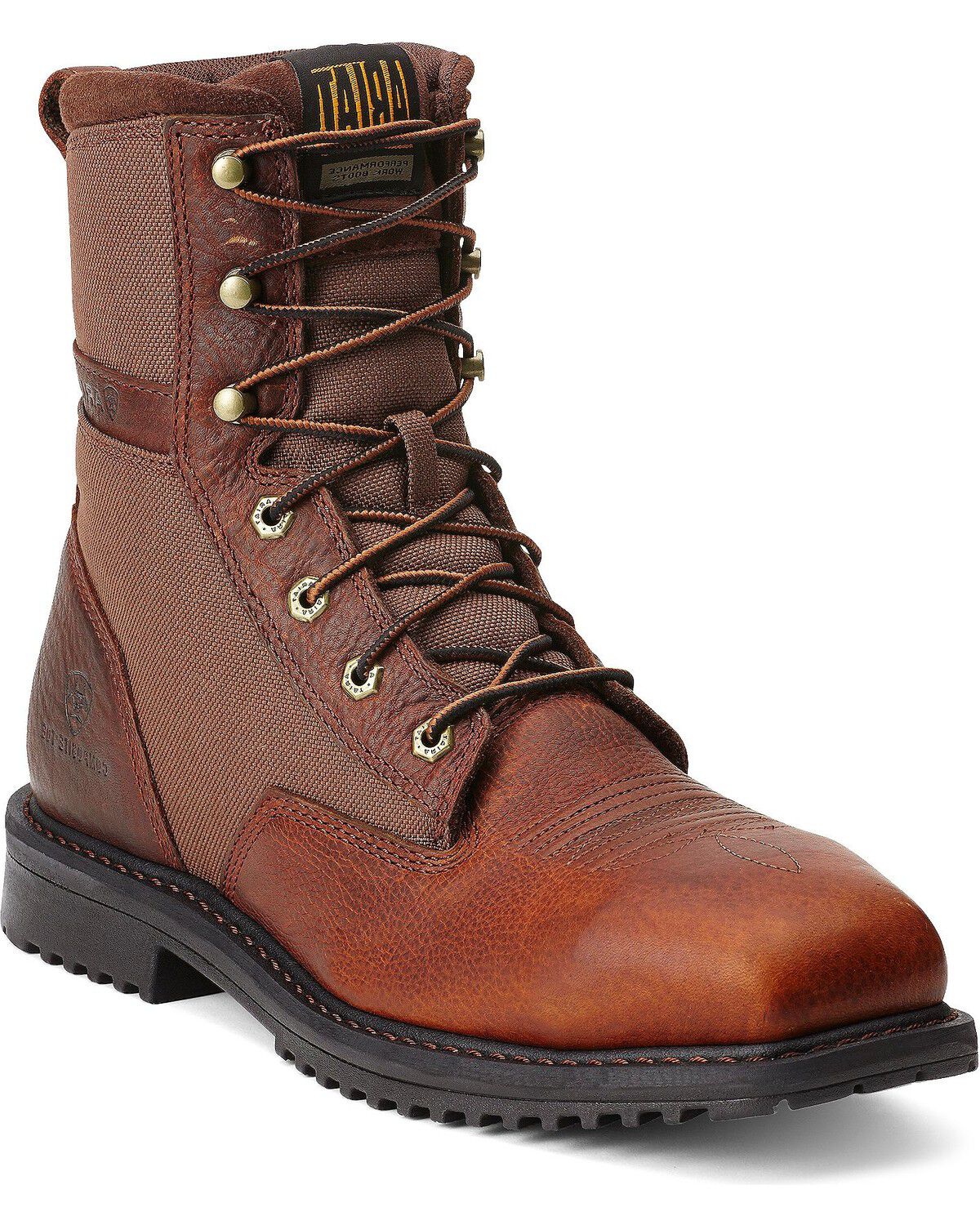 Image #1 - Ariat RigTek 8" Lace-Up Work Boots - Steel Toe, Brown, hi-res