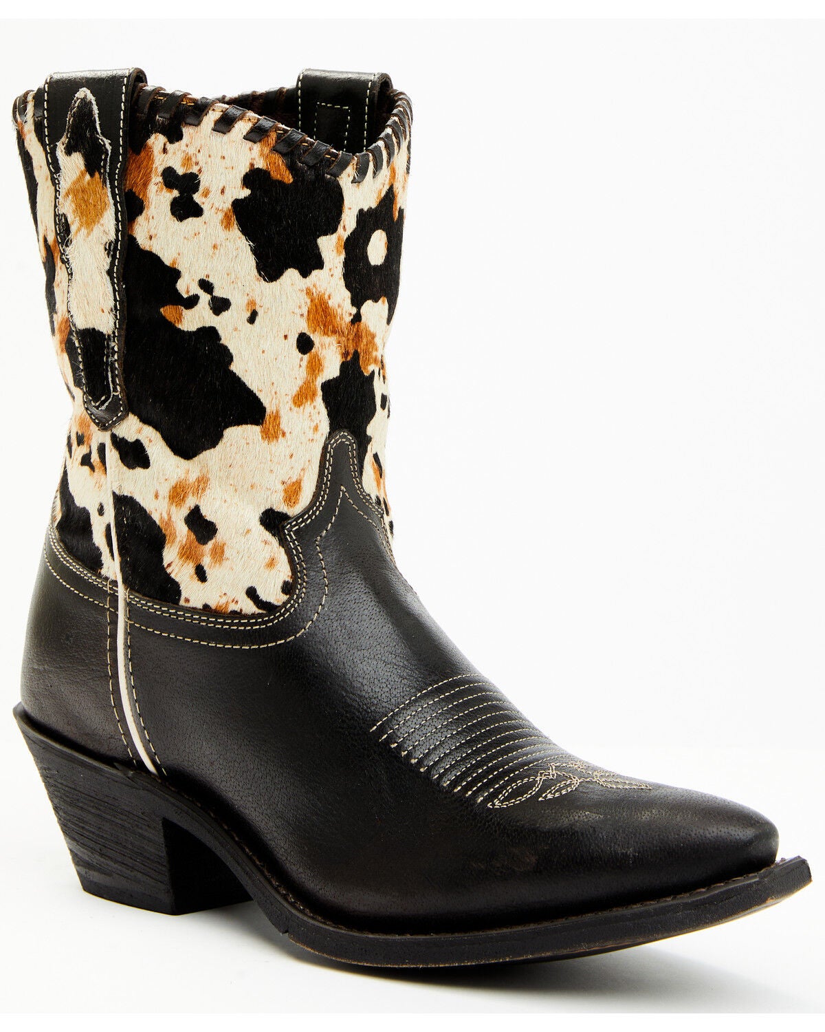 Laredo Women's Carleigh Hair On Hide Western Fashion Booties - Snip Toe, Black, hi-res