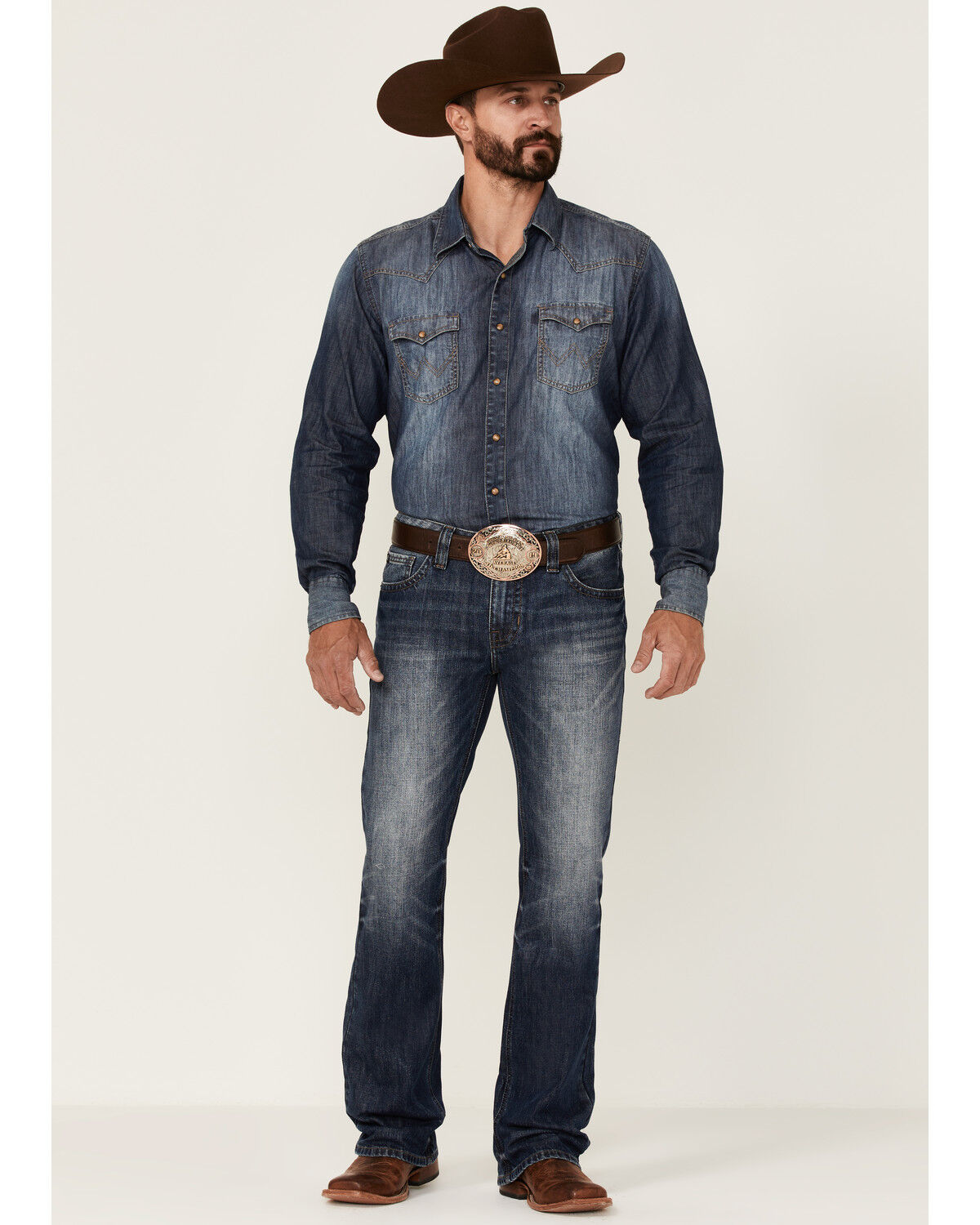 Image #3 - Rock & Roll Denim Men's Medium Wash Pistol Regular Bootcut Jeans, Blue, hi-res