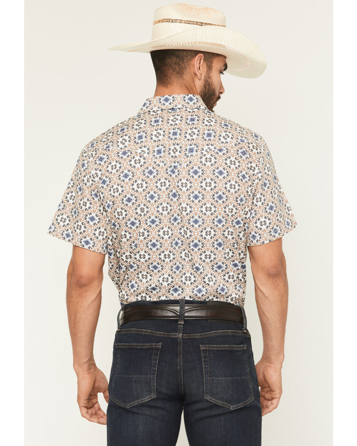Image #4 - Cody James Men's High Plains Southwestern Print Short Sleeve Snap Western Shirt - Big, Tan, hi-res