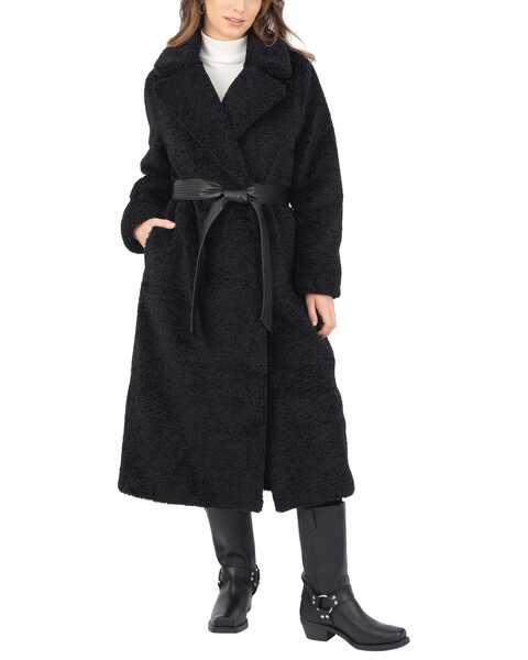 Image #1 - Frye Women's Faux Fur Double Breasted Coat , Black, hi-res