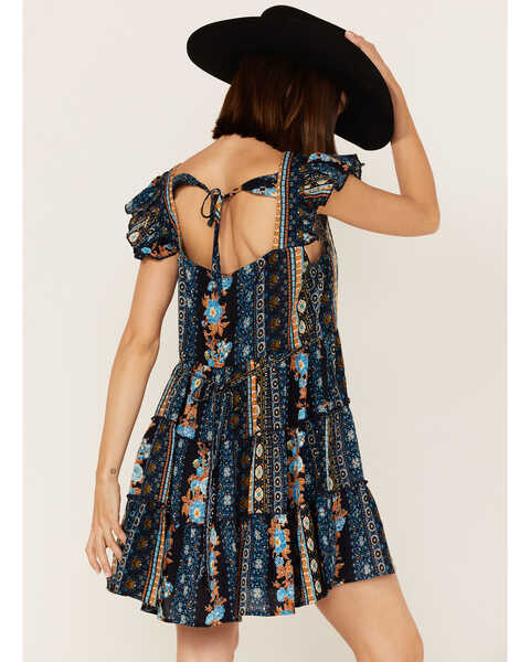 Image #4 - Band of the Free Women's River of Dreams Stripe Floral Print Tiered Dress, Navy, hi-res