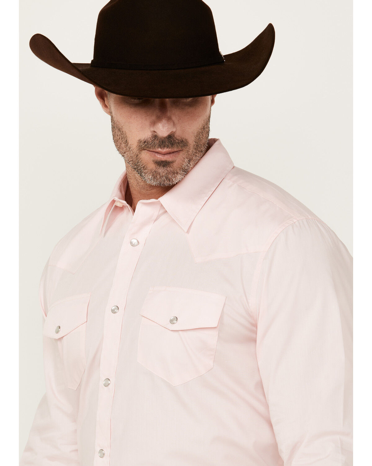 Image #2 - Gibson Trading Co Men's Campfire Solid Long Sleeve Pearl Snap Western Shirt, Pink, hi-res