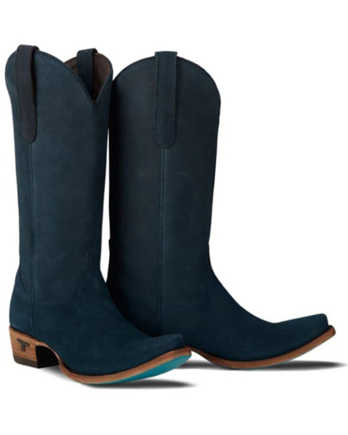 Image #1 - Lane Women's Emma Jane Suede Tall Western Boots - Snip Toe, Navy, hi-res