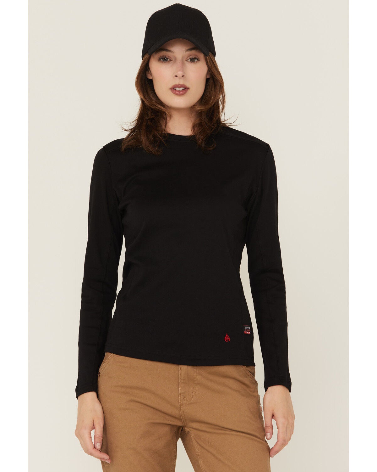 Forge Workwear Women's FR Long Sleeve Work Shirt, Black, hi-res